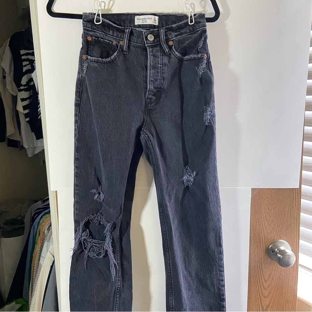 abercrombie dad jeans washed black/grey